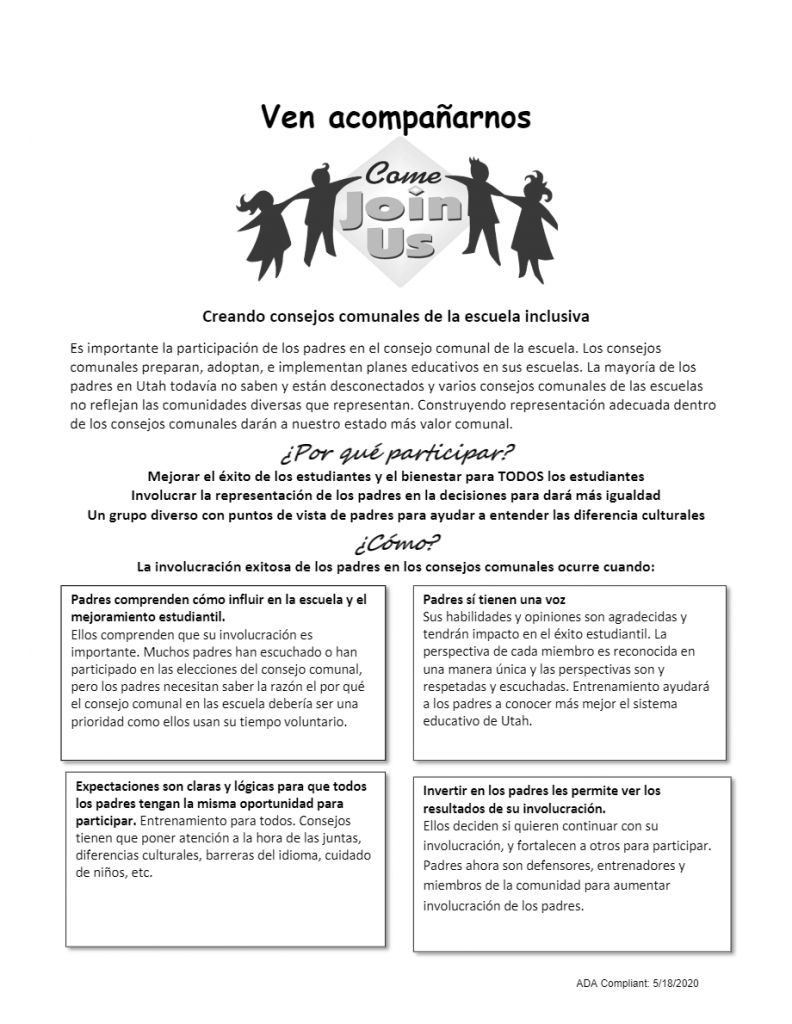This is the Spanish flyer that explains the purpose of having a Community Council