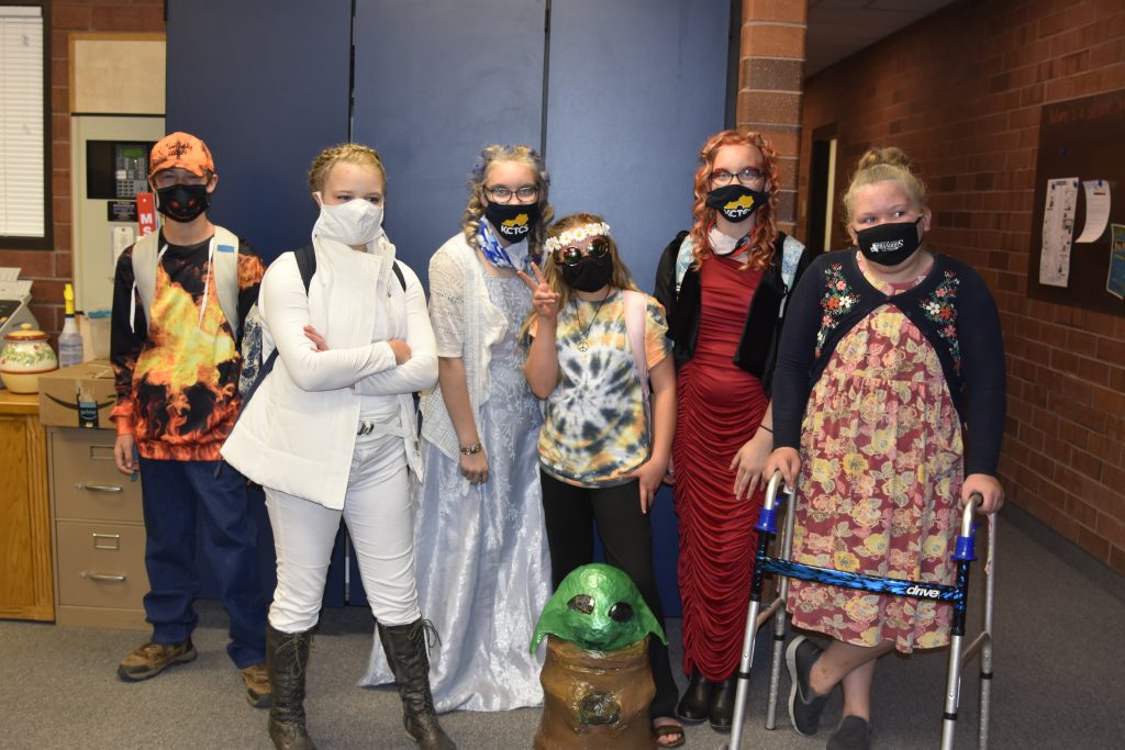 Photo of students dressed up during Halloween