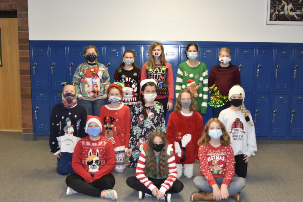 students dressed up for Christmas.